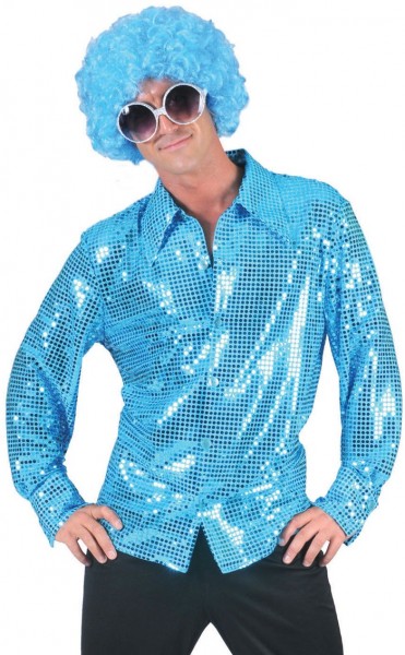 Camicia paillettes blu per feste
