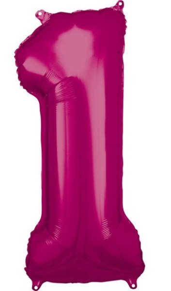 Globo de foil numero 1 rosa 86cm