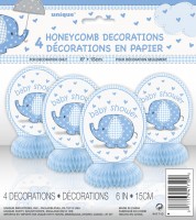 Preview: 4 elephant baby party honeycomb ball displays azure blue