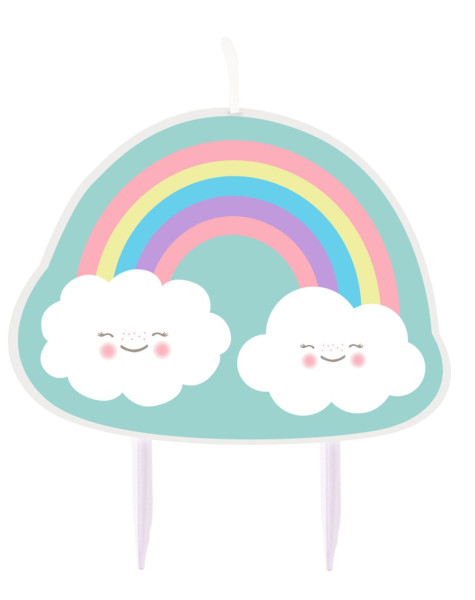 Vela para tarta de arcoíris y nubes
