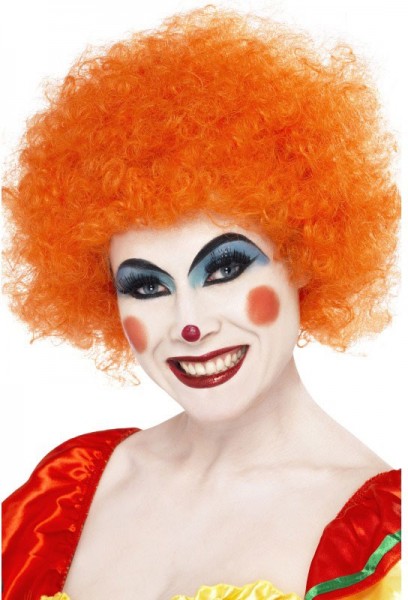 Afro clown pruik oranje 2