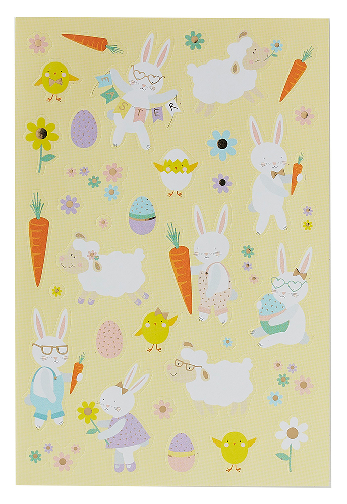 HERZONE Lot de 18 autocollants de Pâques pour enfants - Décoration de Pâques - Autocollants de fenêtre - Forme d'œufs de lapin - Accessoires de bricolage (C