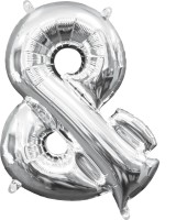 Mini folieballon & -symbool zilver 35cm