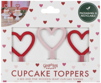 Oversigt: 6 Wooden Love Whispers Cupcake Toppers
