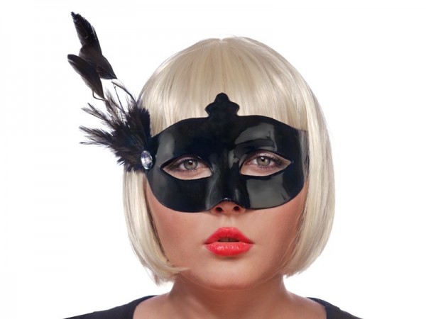 Masque de carnaval noir noble avec plume 2