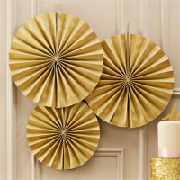Preview: 3 golden paper rosettes Angelina