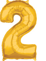 Zahlen Folienballon 2 gold 66cm