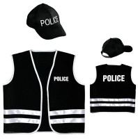 Voorvertoning: Politieagent vest en hoed kinderen set
