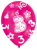 6 colorful balloons 3rd birthday 27.5 cm