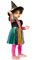 Widok: Kostium wiedźmy z kolorowymi gwiazdkami dla małych dzieci