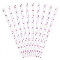 Voorvertoning: 10 roze Love papieren rietjes 19,5 cm