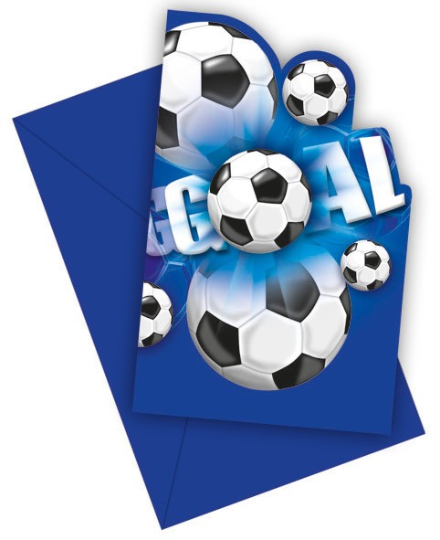 6 Kick & Goal Fußball Einladungskarten