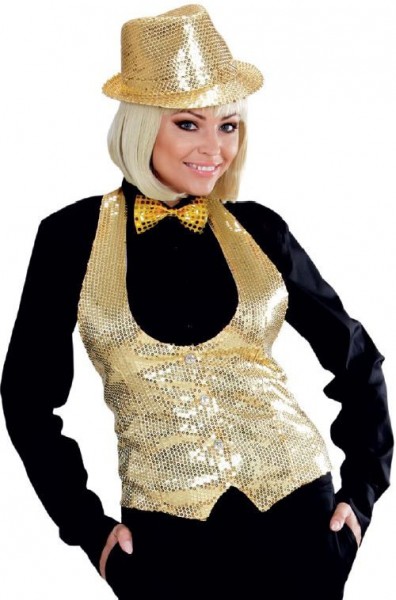 Golden glamor sequin vest for women