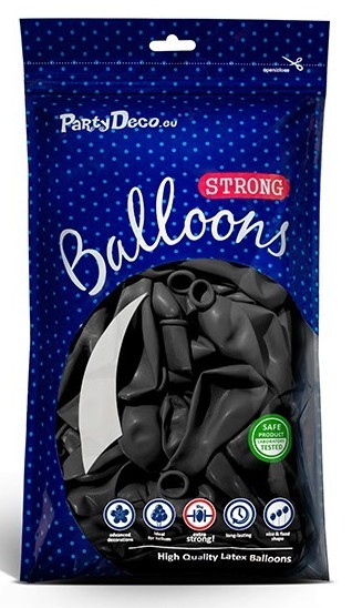 50 Partystar metallic Ballons schwarz 23cm 2