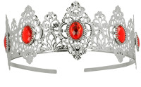Widok: Królewska Tiara Księżniczki srebrno-czerwona