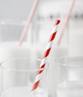 10 striped paper straws red 19.5cm