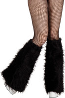 Plush leg warmers with flare in black