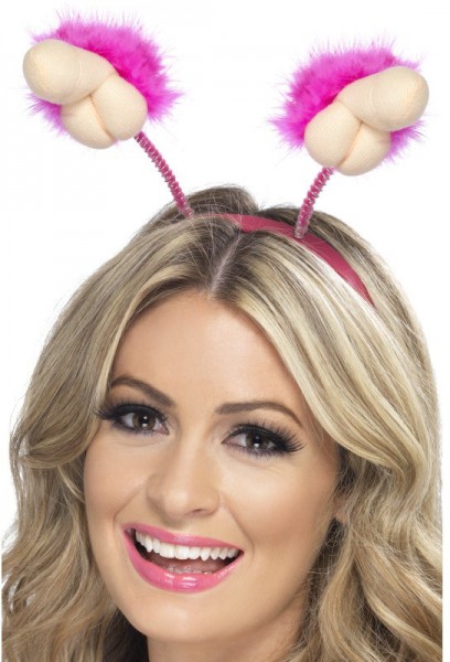 Pink penis pompom headband