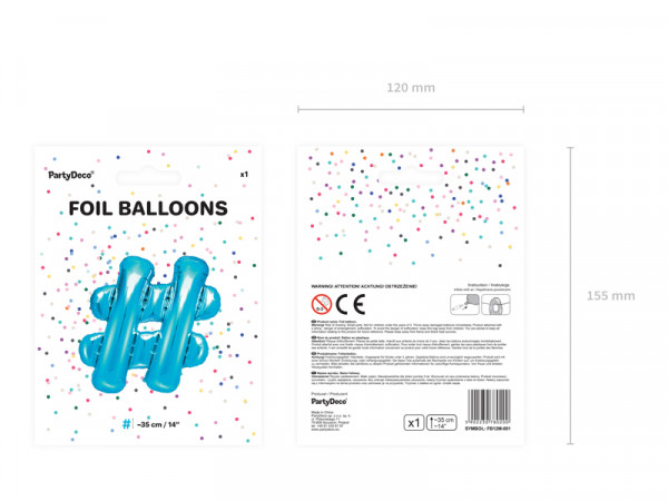 # bord folieballon azuurblauw 35cm 2