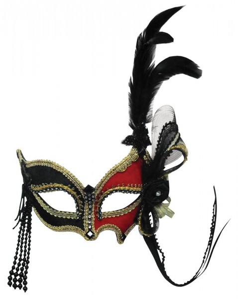 Guldrød-sort venetiansk maske