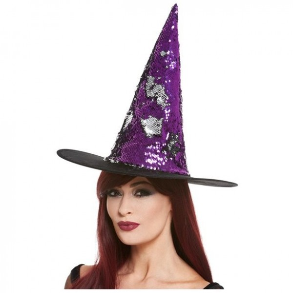 Witch hat with reversible sequins for women
