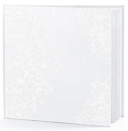 Weißes Gästebuch Boho Style 21 x 19,7cm