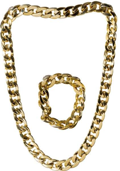 80-tals halsband och armband i guld