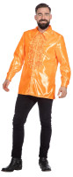 Orangefarbenes Rüschenhemd für Herren