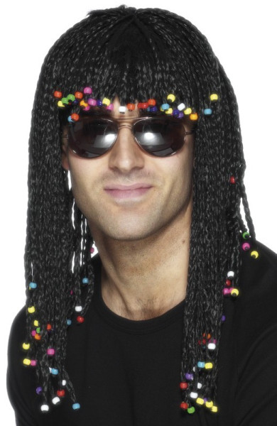 Rasta wig with multicolored pearls
