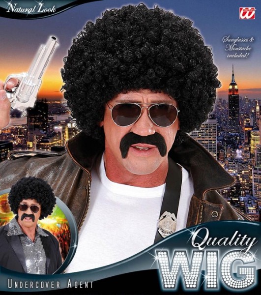 Starsky wig with mustache and glasses