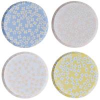 8 platos de papel coloridos prado de verano 25cm