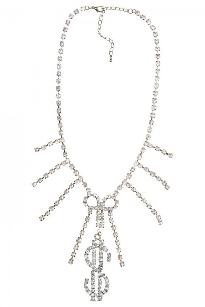 Rhinestone necklace with dollar sign pendant