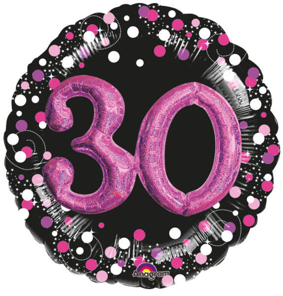 Foil balloon sweet 30 Pink 91cm