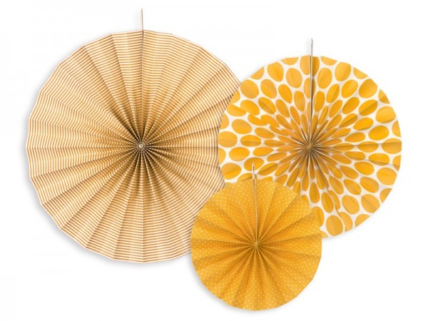 3 wzory mix rozety papierowe miodowo-żółte