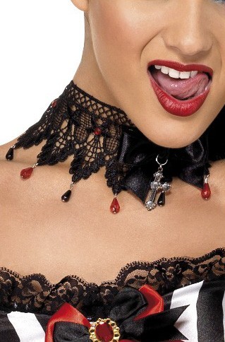 Gothik Perlenbesetzte Spitzen-Halskette