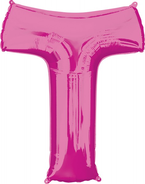 Globo de lámina letra T rosa XL 81cm