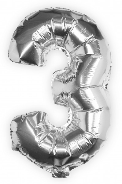 Silver number 3 foil balloon 40cm