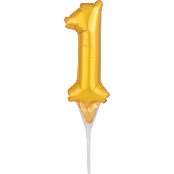 Ballon de décoration de gâteau numéro 1 doré 15cm