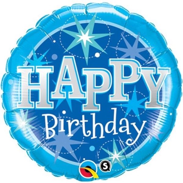 Folieballon Happy Birthday Blue Stars
