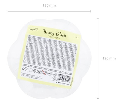 6 candy party paper plates yellow 13cm 2
