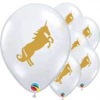 25 transparent unicorn balloons 28cm