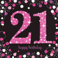 16 Pink 21st Birthday Servietten 33cm