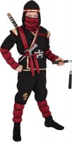 Vorschau: Kampf Ninja Schwarz Rot Kinderkostüm