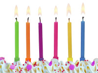 Preview: 6 neon birthday candles including holders 6cm
