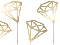 Vista previa: 6 adornos para cupcakes dorados en forma de diamante 9.5cm