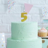Preview: Golden Mix & Match number 5 cake candle 6cm