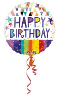 Balon foliowy Kolorowe okrągłe życzenia urodzinowe