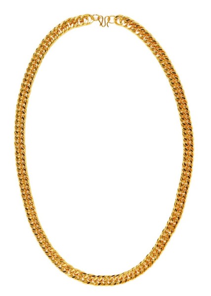 Goldkette Kostüm-Accessoire breite Panzerkette 70 cm