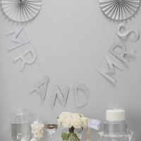 Preview: Silver glitter Mr and Mrs garland 2m