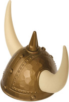 Casco de guerrero vikingo dorado